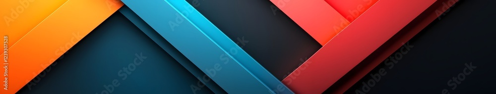 Obraz premium Mesmerizing abstract digital featuring vibrant neon geometric shapes symmetrically positioned on a contrasting deep black background