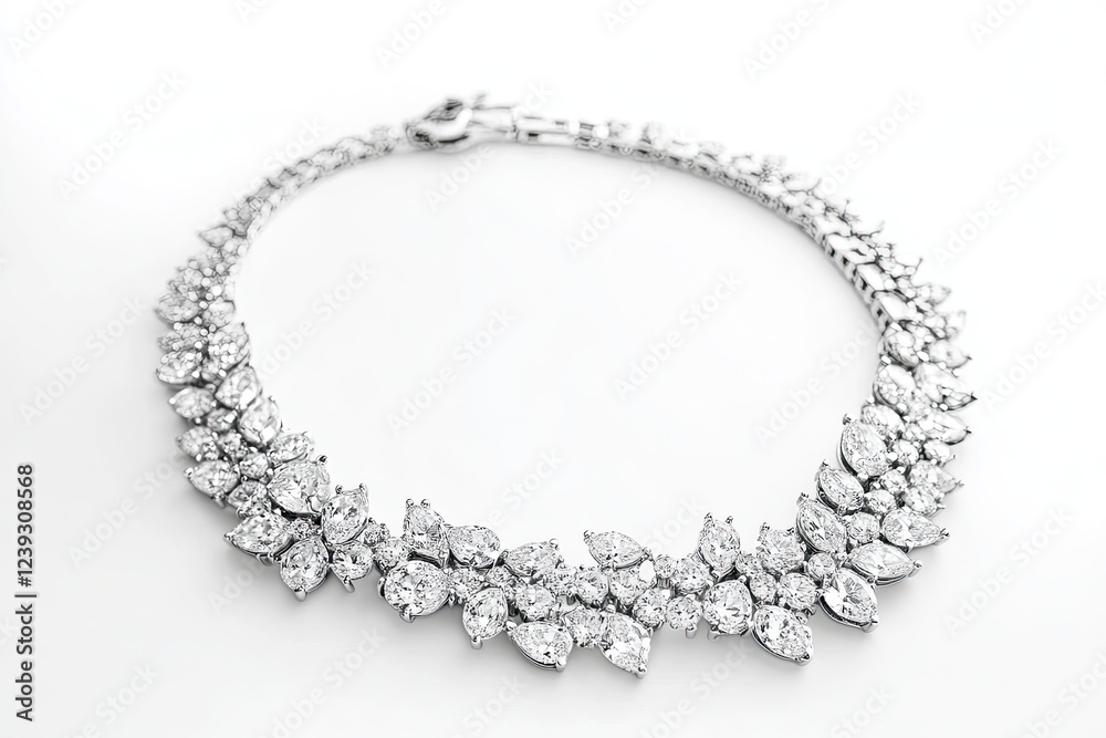 Obraz premium Silver necklace isolated on white background