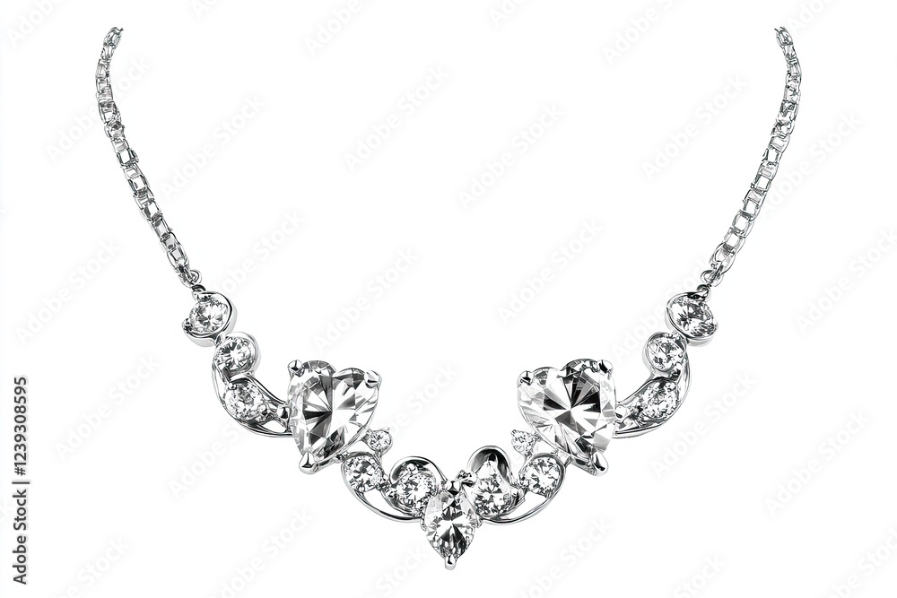 Silver necklace isolated on white background Silver necklace isolated on white background