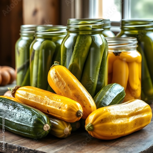 pickled cucumbers in a jar