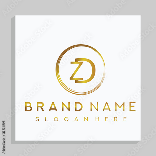 ZD letter mark and branding golden colour logo design with a leaf. And your best choice.	