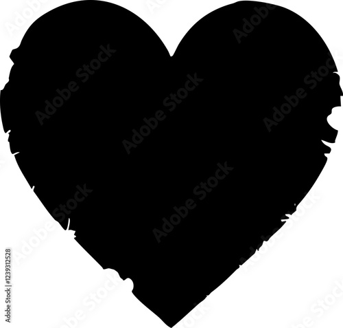Minimalistic black heart silhouette featuring subtle textured edges