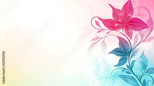 Delicate Pink and Teal Lily Floral Design