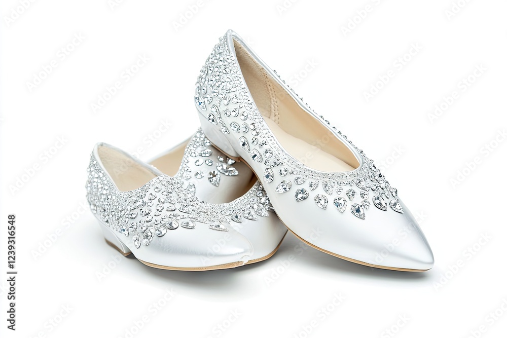 Naklejka premium White diamond flatshoes isolated on white background