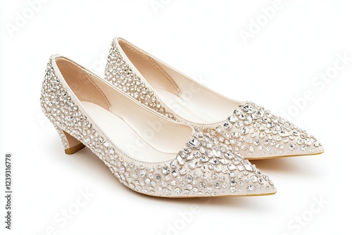 White diamond flatshoes isolated on white background photo