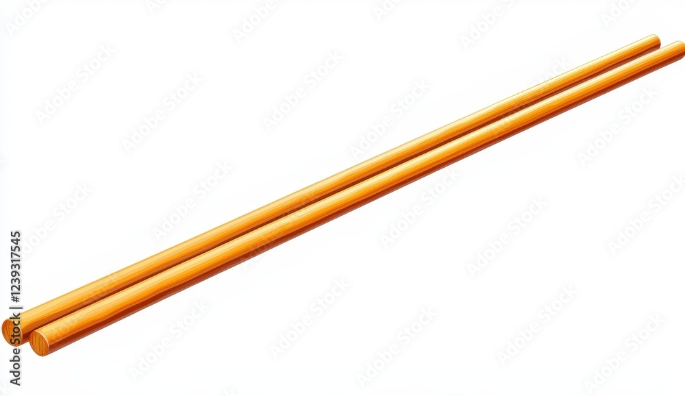 Two Bright Orange Chopsticks Isolated on White Background Two Bright Orange Chopsticks Isolated on White Background