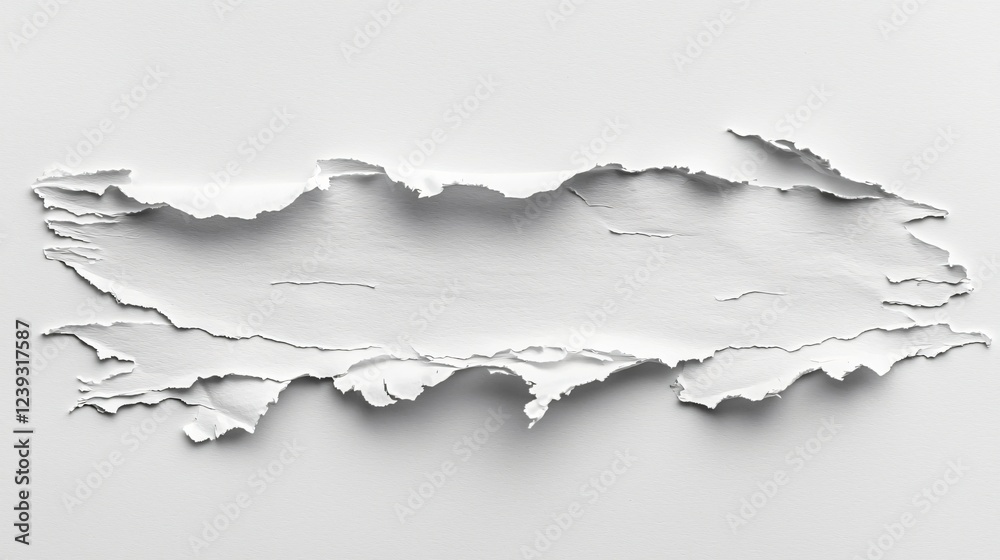 Torn paper texture, white background, design element, mockup Torn paper texture, white background, design element, mockup