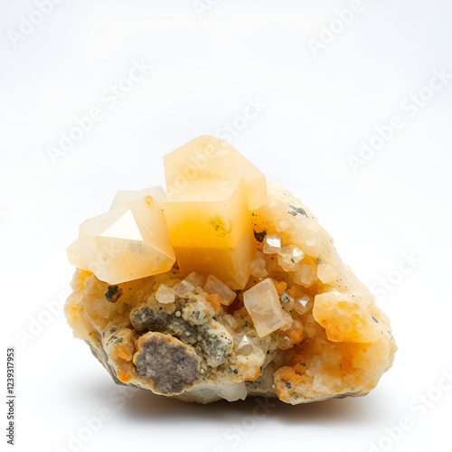 .Orthoclase mineral on white background photo