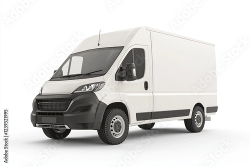 Delivery Van blank mockup with copy space and space for logotype realistic isolated on white background. Commercial Vehicle. Cargo Van. Blank Van for design. Delivery Van. Realistic Delivery Van.