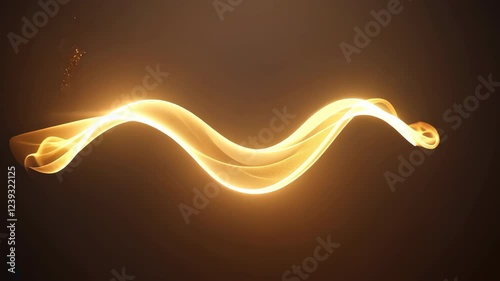 Glowing abstract wave of golden light against dark background, creating a sense of movement and energy.