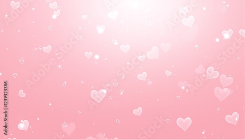 Romantic pink gradient with glowing hearts ideal for Valentines themes