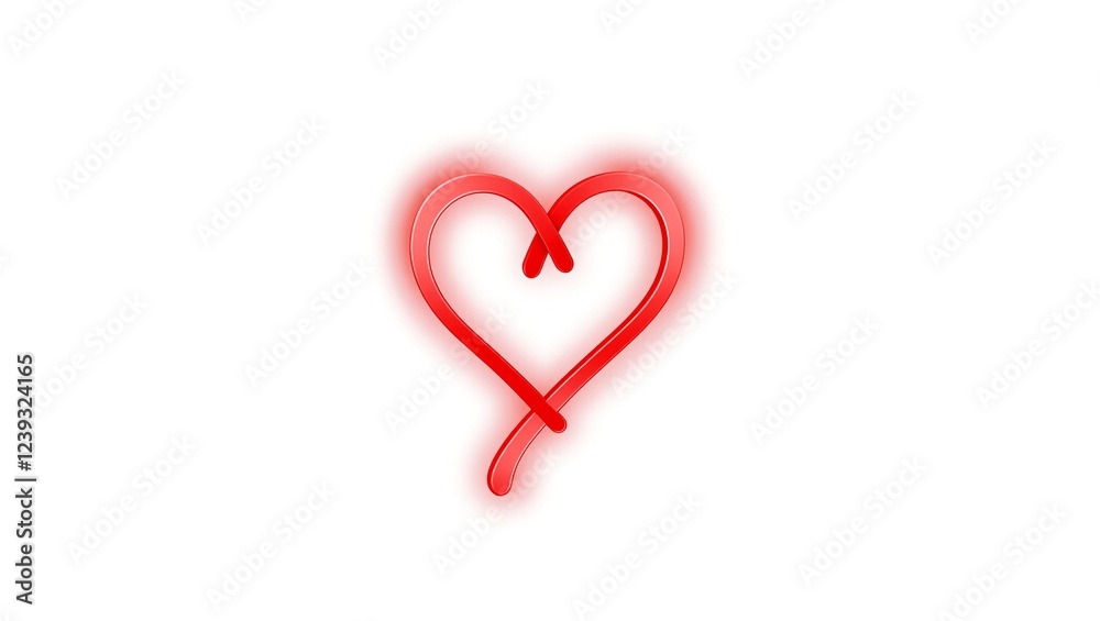 Elegant red ribbon heart on white background symbolizing love with simplicity Elegant red ribbon heart on white background symbolizing love with simplicity