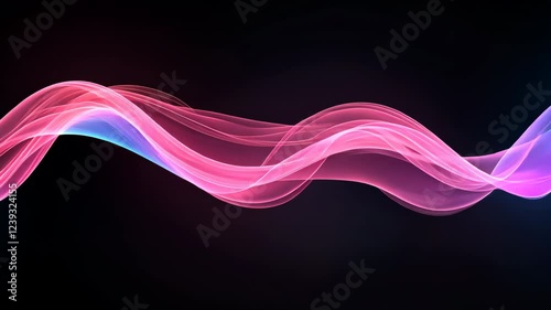 Abstract colorful wave on black background, blending pink and blue hues, digital art concept for creative design.