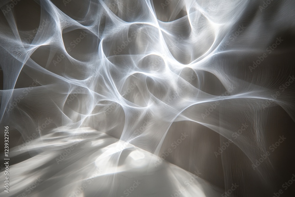 Complex patterns and textures created by light in a dimly lit environment Complex patterns and textures created by light in a dimly lit environment