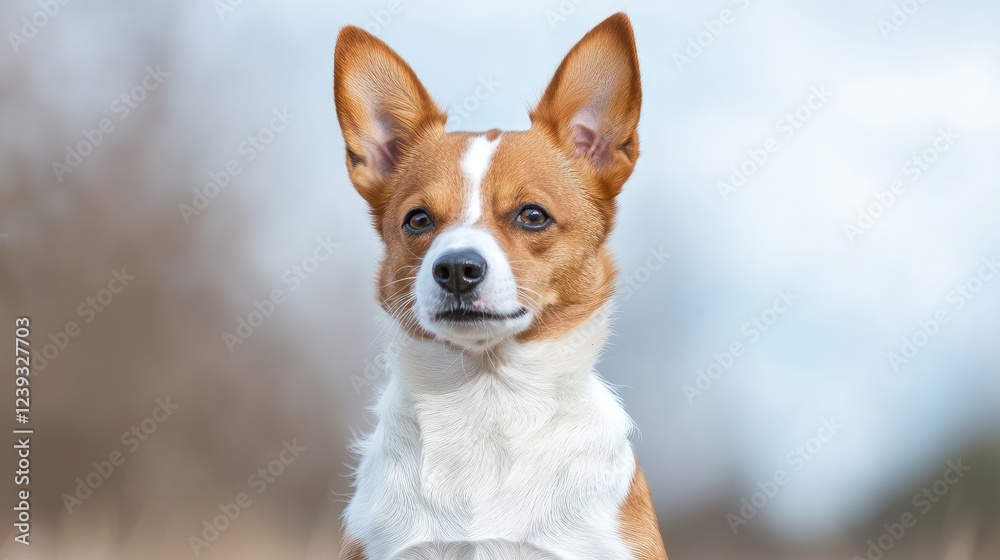 Alert dog portrait, outdoors, blurred background, pet website Alert dog portrait, outdoors, blurred background, pet website