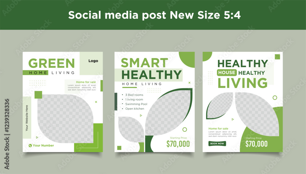 Smart eco and healthy Real estate house property post or square web banner template