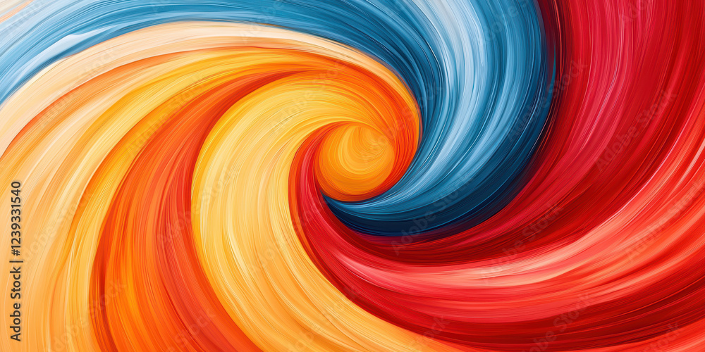 Fototapeta premium Happy Valentines Day background, Vibrant abstract art featuring swirling colors of red, orange, yellow, and blue, creating dynamic and energetic visual experience