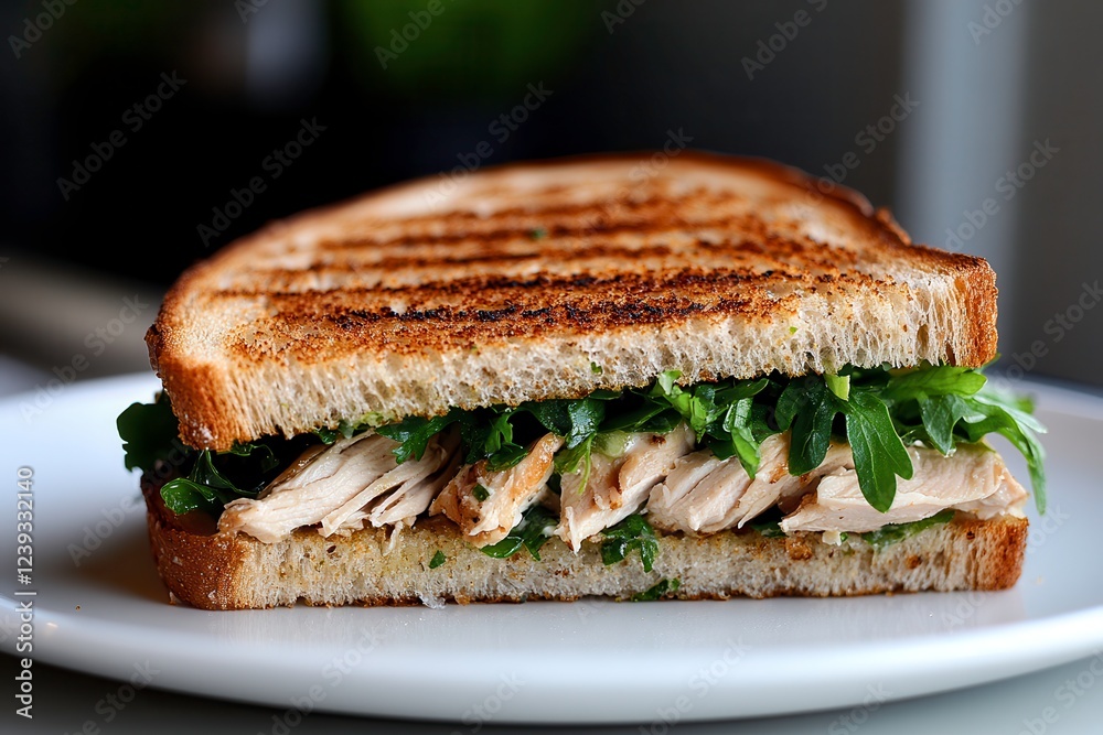 Homemade Chicken Salad Sandwich With Fresh Ingredients in Natural Light. Generative AI