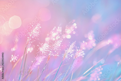 Delicate grass flowers in soft focus with a blurred nature background. Warm tones and vintage filter create a peaceful and romantic scene.

