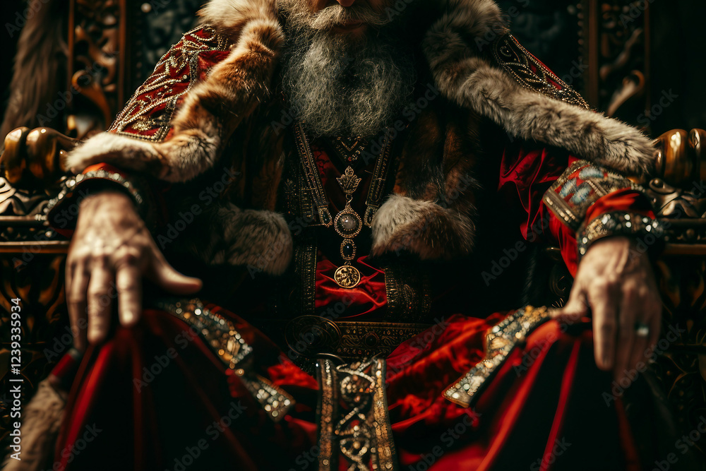 Naklejka premium Portrait of a medieval king in crown made generative AI