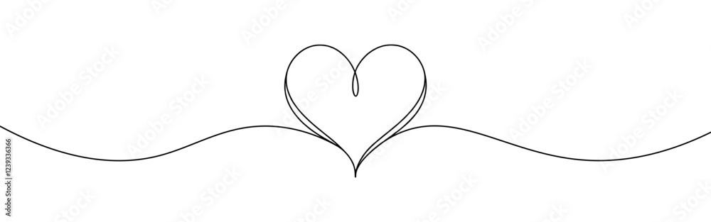 Heart hand drawn. Continuous line art of love symbol. Vector illustration. Heart hand drawn. Continuous line art of love symbol. Vector illustration.
