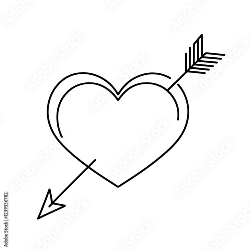 Heart pierced by an arrow. Continuous line love and arrows. Vector illustration.