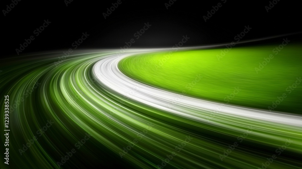 Dynamic Green Swirl with Light Trails in Abstract Motion Background Dynamic Green Swirl with Light Trails in Abstract Motion Background
