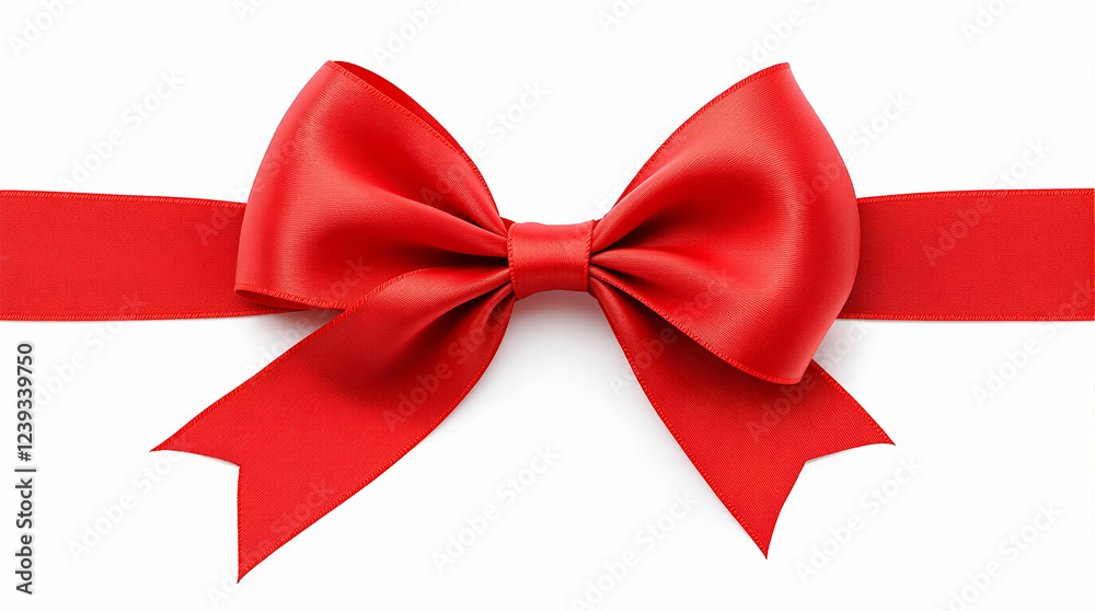 Red Tied Bow on a Clean White Background Perfect for Elegant and Polished Design Themes