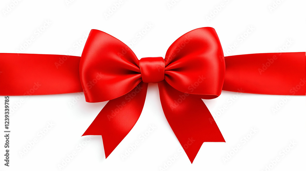 Fototapeta premium Red Tied Bow on a Clean White Background Perfect for Elegant and Polished Design Themes