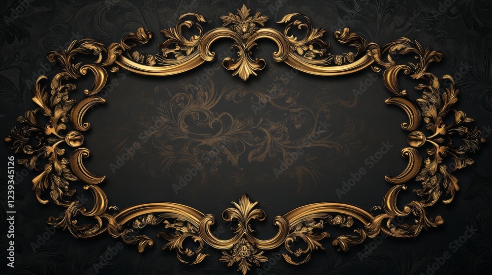Exquisite Golden Ornate Frame Design; Luxurious Decorative Pattern Exquisite Golden Ornate Frame Design; Luxurious Decorative Pattern