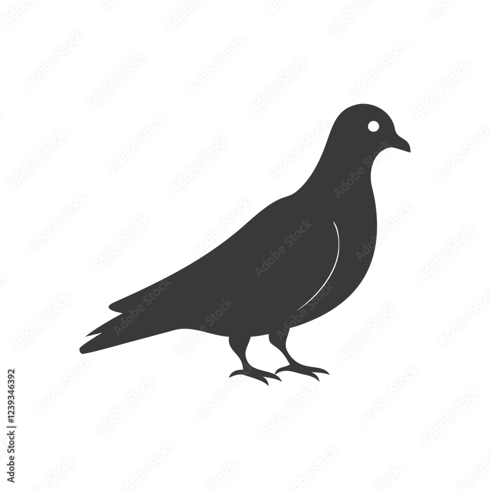 Obraz premium Versatile Pigeon Silhouette Vector with Black and White Aesthetic.