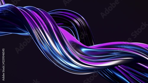 Abstract wave loop animation. 3D rendered background, flowing, fluid, twisted shapes with a metallic and iridescent texture. Smooth gradient in dark colors. Elegant live wallpaper and animated footage