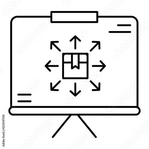 Supply Chain Management Presentation Icon, Logistics and Operations Planning Symbol