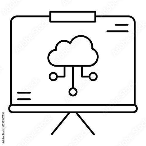 Cloud Computing Presentation Icon, Digital Infrastructure and Network Technology Symbol