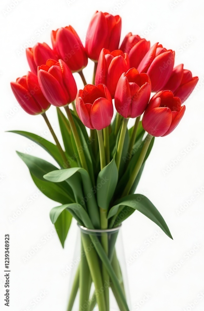 International Women's Day, Bouquet of red tulips on a white background. Banner, screensaver, holidays, leaflet, beautiful postcard for March 8. International Women's Day, Bouquet of red tulips on a white background. Banner, screensaver, holidays, leaflet, beautiful postcard for March 8.