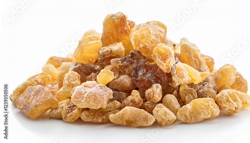 frankincense or olibanum fragrant resin isolated on white background used in incense and perfumes