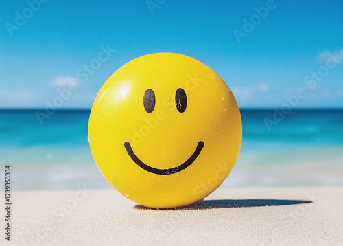 Sommerliches Smiley am Strand photo