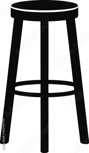 Minimalist black stool vector illustration for furniture design, bar stool silhouette