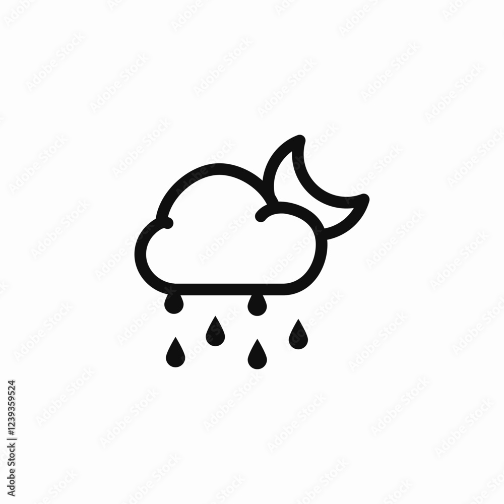 light rain night icon sign vector light rain night icon sign vector