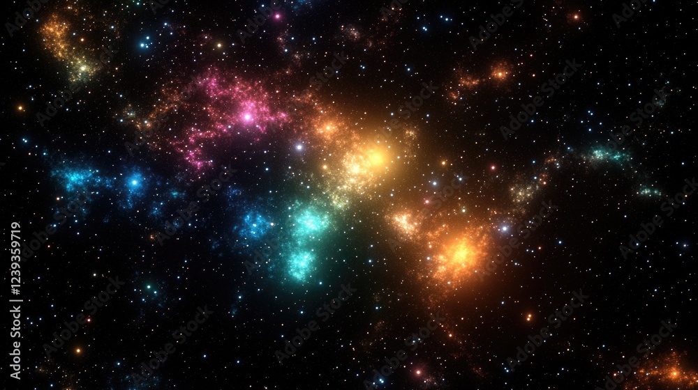 Fototapeta premium Galaxy Nebula Scene: Colorful Cosmic Vista.