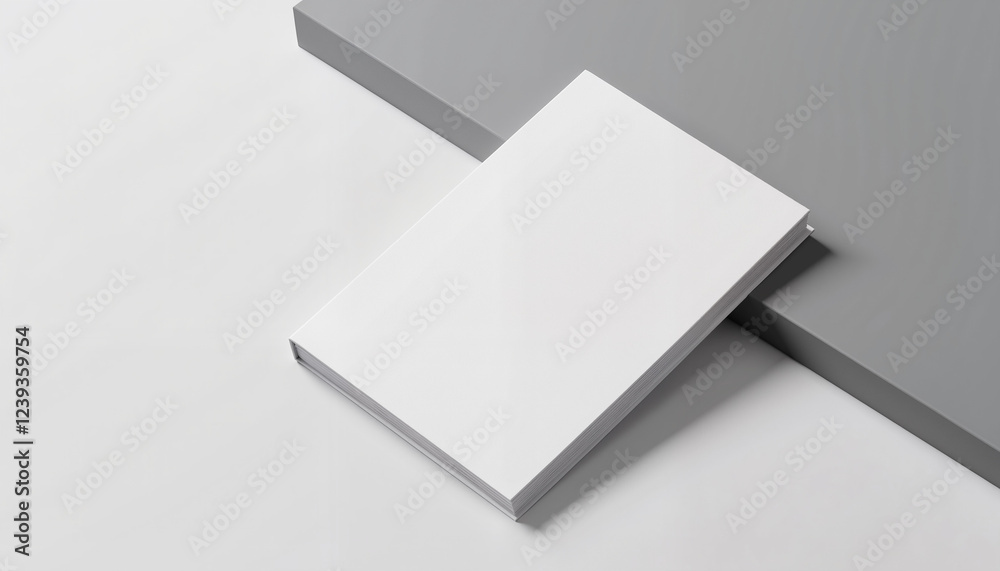 Blank book on gray surface