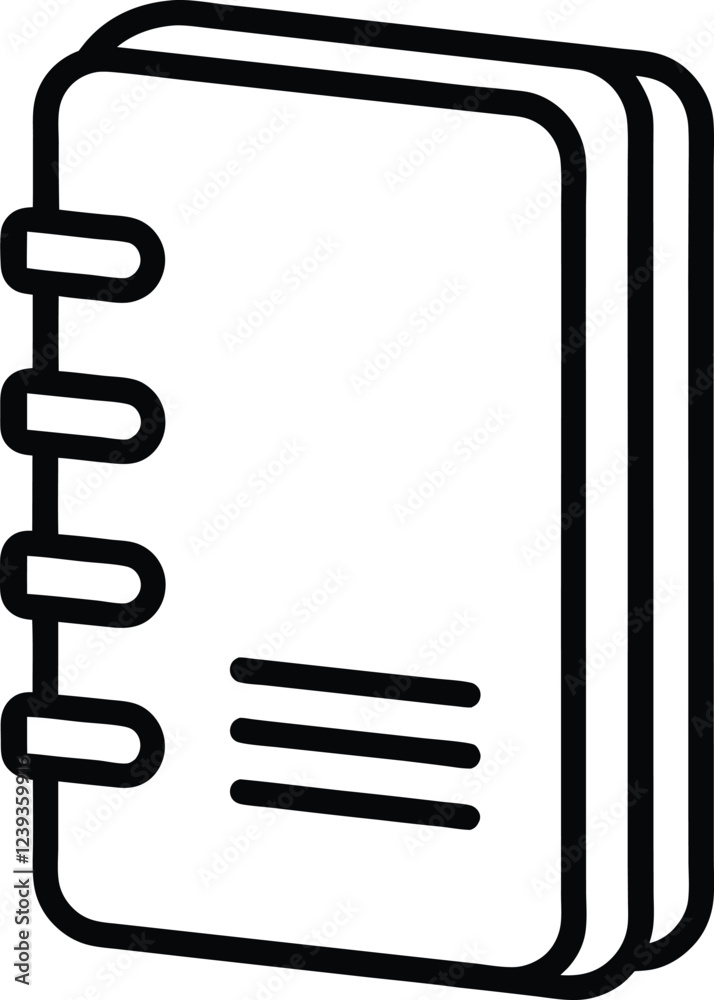 Notebook icon vector for stationery and organization, outline notepad icon, note book icon illustration Notebook icon vector for stationery and organization, outline notepad icon, note book icon illustration