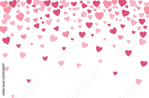 Falling pink hearts vector illustration. Cartoon colorful hearts isolated on white background