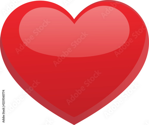 Red heart icon vector illustration. Colorful cartoon isolated on white background