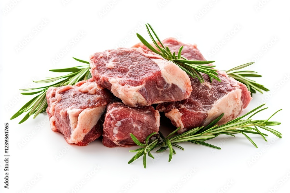 Fresh raw young lamb meat isolated on white background