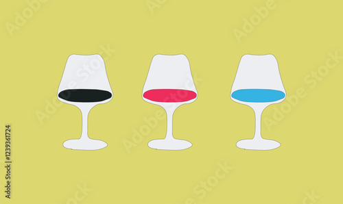 Tulip chairs set vector illustration