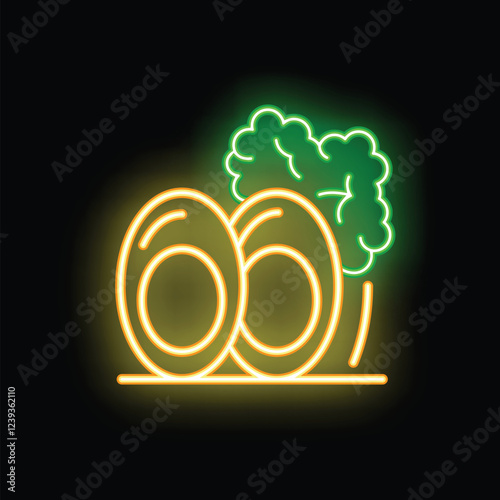Glowing neon line avocado fruit icon isolated on black background. Vector illustration