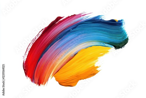 Grunge colorful brush stroke oil paint isolated on white background