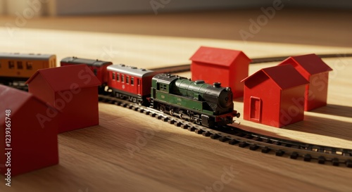 Green Train in Red Town photo