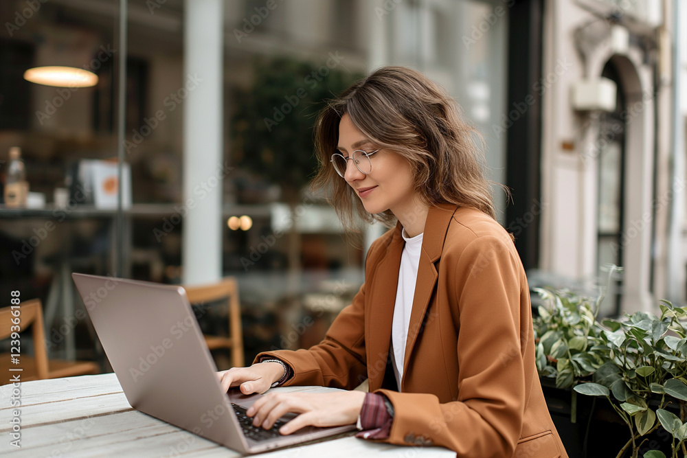 A confident businesswoman working on her laptop in a stylish modern office, representing professionalism, remote work, and career success. A confident businesswoman working on her laptop in a stylish modern office, representing professionalism, remote work, and career success.